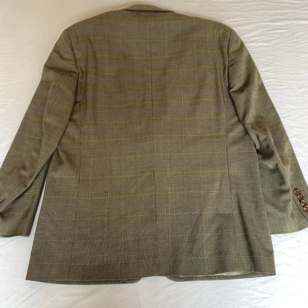 Ralph Lauren Mens‎ Glen Plaid Wool Suit 44R Brown Pink Check 2 Button Dillards